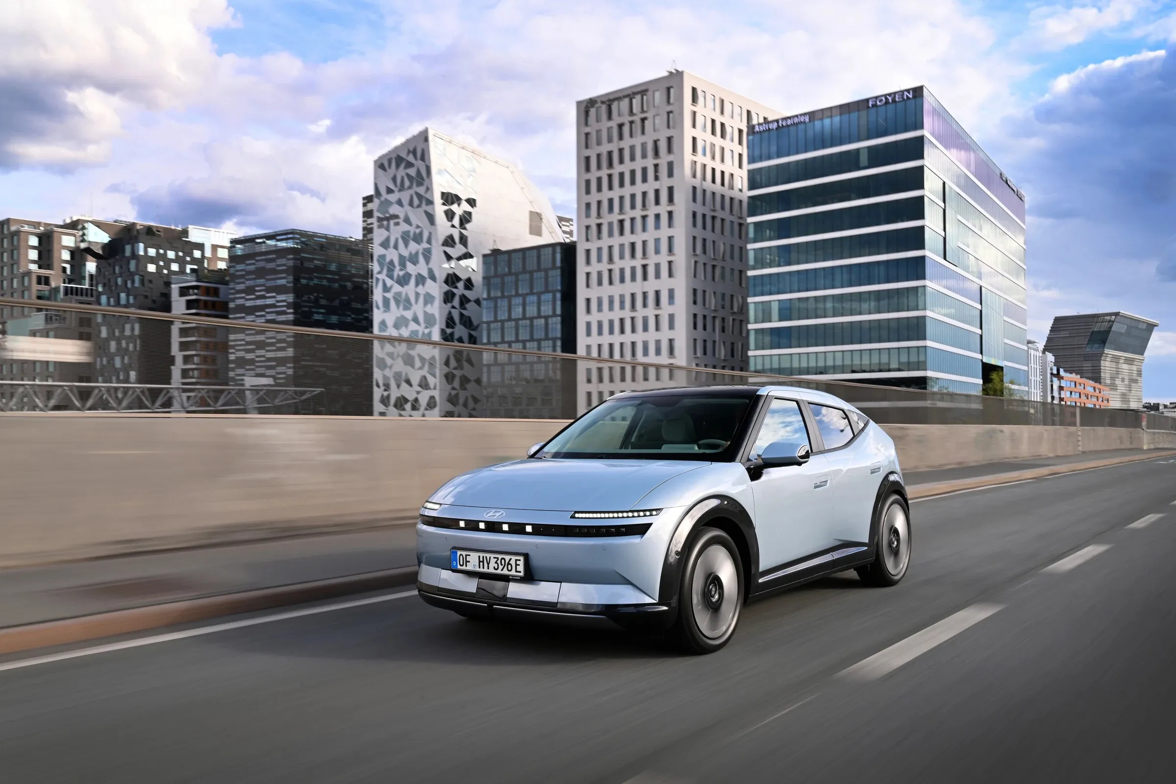 Hyundai Ioniq 3 driving on a city road