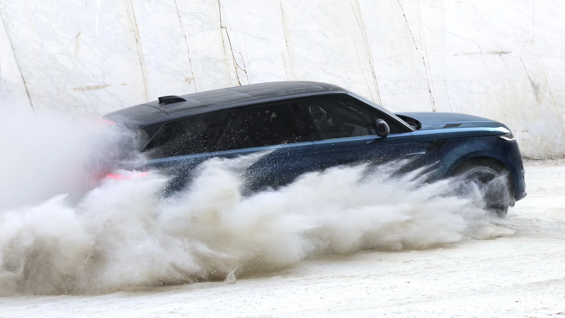 Range Rover Sport Electric driving through marble dust